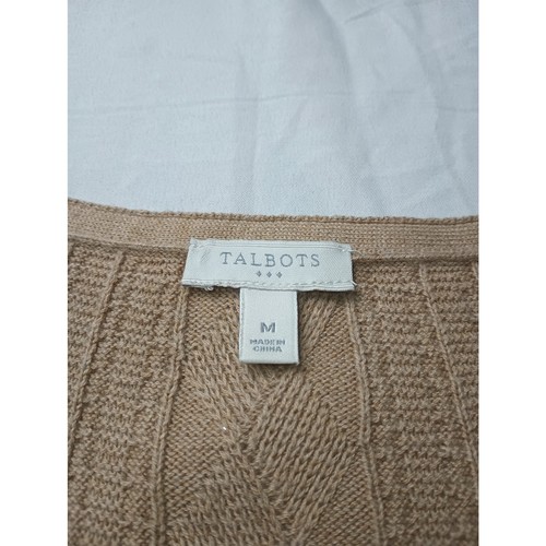 Talbots Tostado Cable Tejido Ligero Suéter Mujer Talla Mediana Pull Over Boho - Imagen 2 de 4