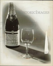 1976 Press Photo Bottle of Bollinger Extra Quality Brut Champagne and glass