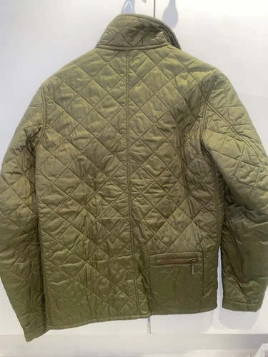 Barbour Dept B Lock Quilt Quilted Jacket Green with Corduroy Collar Men’s Large image 3