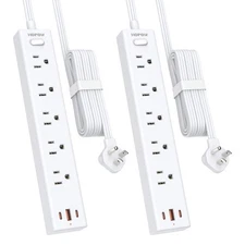 2 Pack Power Strip Surge Protector, 10 Ft Ultra Thin Flat Plug Extension Cord...