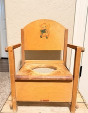 Vintage Hedstrom Foldable Wooden Potty Chair Lamb Decal