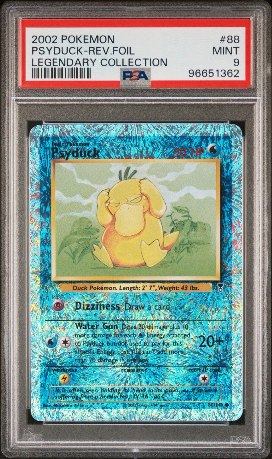 2002 Pokemon Legendary Collection Reverse Foil Holo Psyduck PSA 9 #88/110