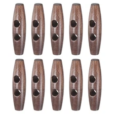 10PCS Wooden Toggle Buttons, 2.2x0.6in Natural Olive Shape Buttons [Coffee]