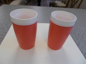 Vintage Bolero Therm-O-Ware Glasses Orange Lot/2 Five" Tall  Supports Cat Rescue