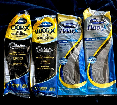 4 Pair Dr. Scholl's Ultra Odor-X  Fighting Insoles Unisex (M s 7-12 | W's 5-10)