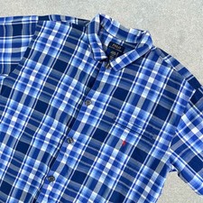 Polo Ralph Lauren Men's Size Large Pajama Shirt Pony Logo Sleepwear Blue Plaid