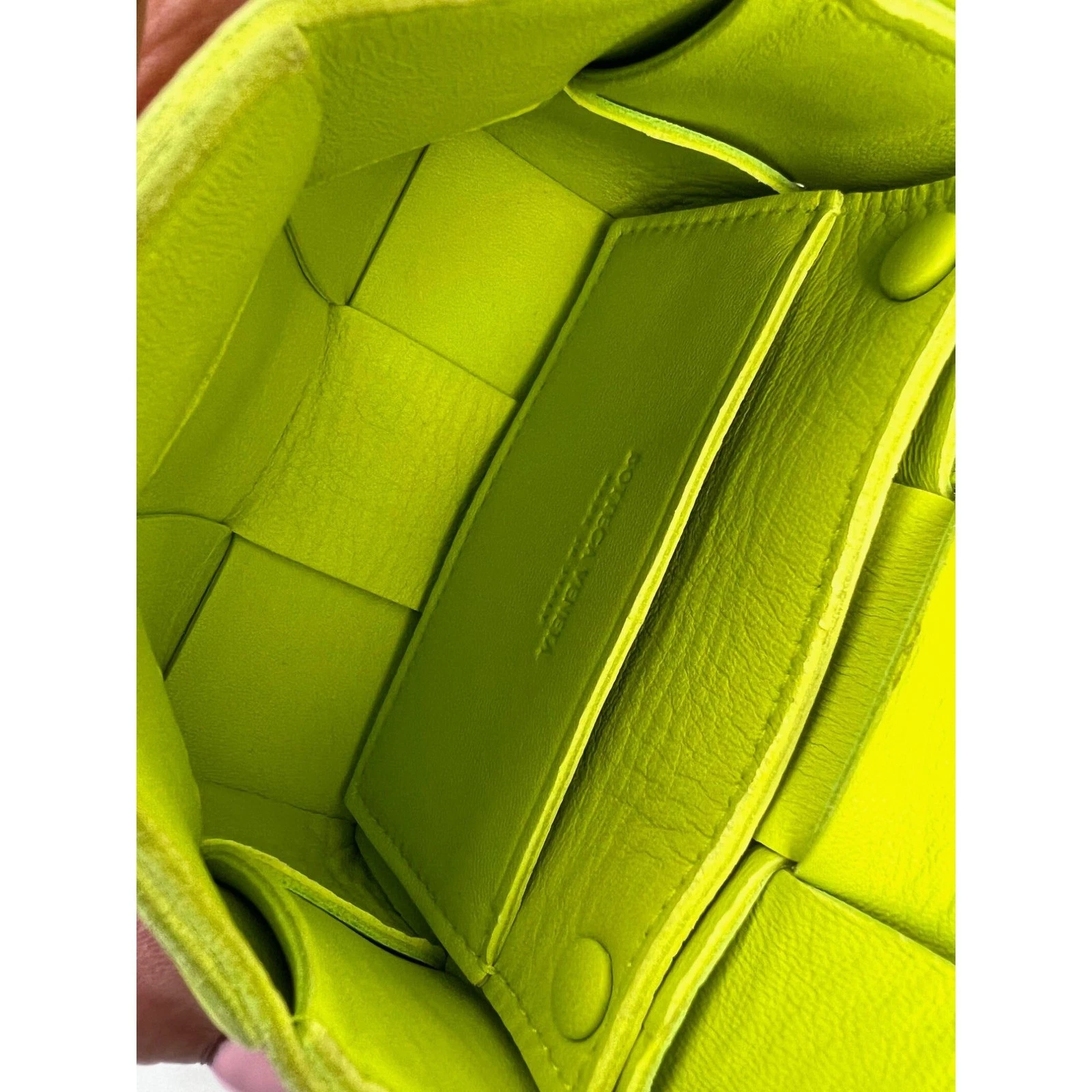 Borsa a tracolla Bottega Veneta Intrecciato Mini Cassetta Lime Pelle di Agnello Wo Taglia Unica