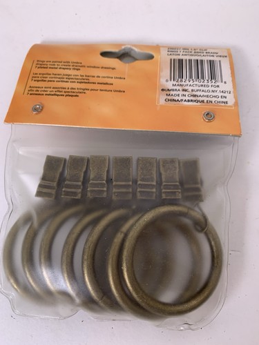 Umbra 1,5" Clip Drappeggio Anelli Ottone Set di 7 NOS Letto Bagno Oltre - Foto 4 di 5
