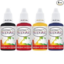Kit temporal de tinta de tatuaje de 4 colores para aer grafo negro, rojo, azul,