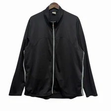 Alo Mens Size XXL Cool Fit Black/Gray Full Zip Performance Mesh Track Jacket guc