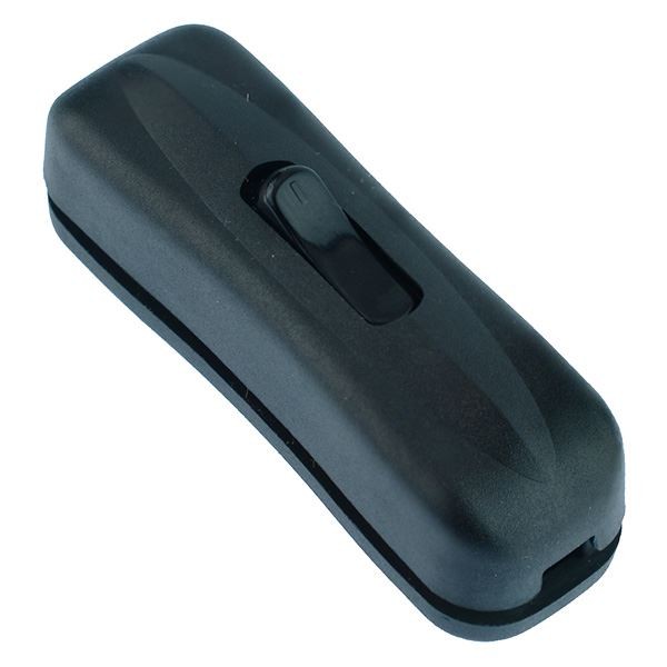 Black Slim Inline Rocker Cord Switch Lamp Desk 1A