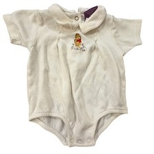 VTG Y2K Disney Winnie the Pooh Romper Kids 6-9M Cream Cotton Classic Embroidered