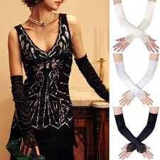 Fingerless Long Gloves Elbow Length Satin Gloves Opera Evening Party for Women