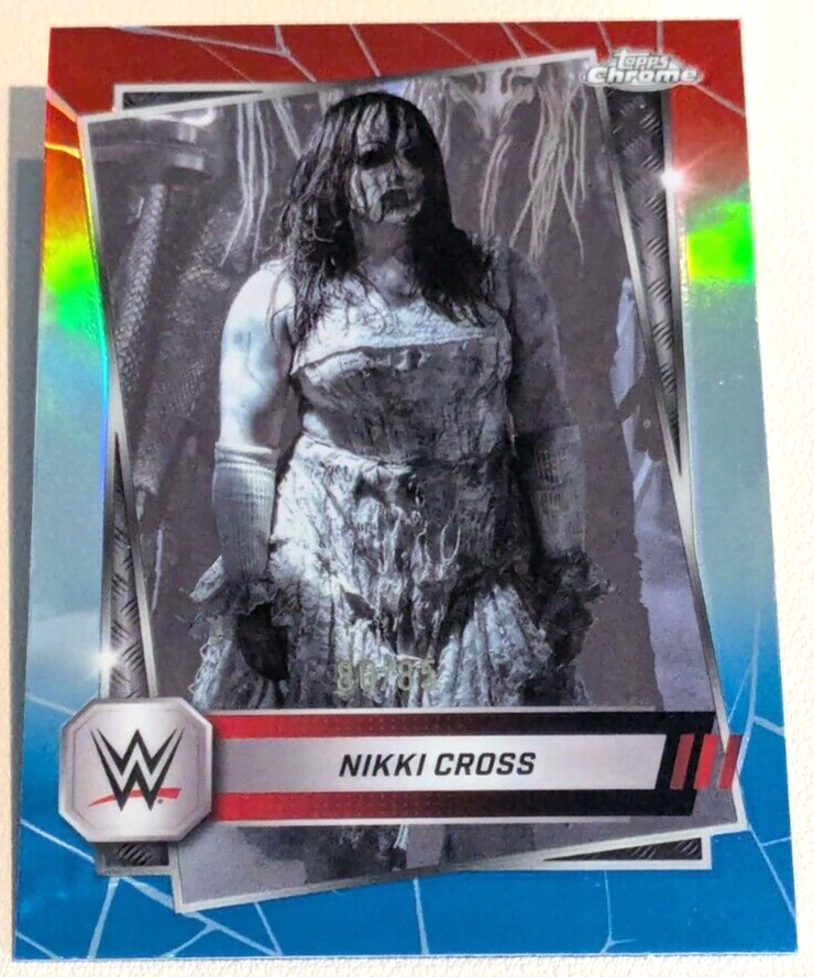 Nikki Cross 2025 Topps Chrome WWE Red White & Blue Refractor /85 #75