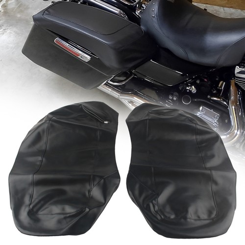 2x Black Saddlebag Rail Support Brackets for Harley Touring FLT FLHT