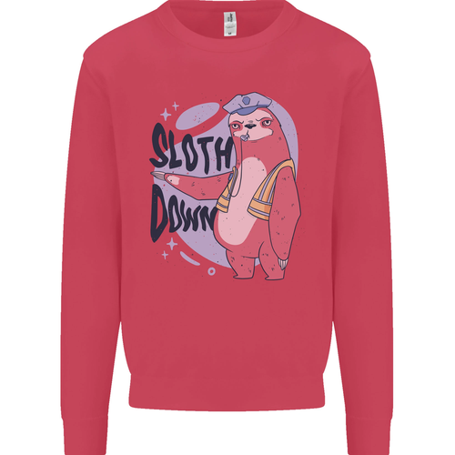Sloth Down Policeman Funny Kids Sweatshirt Jumper - Picture 8 of 82