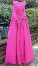 Rose Fuchsia Pink Ballroom Dance Party Prom Quinceanera Strapless Gown Dress