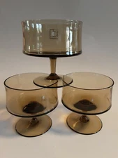 MCM  Boussu Belgium Amber Champagne Glasses Set of 3