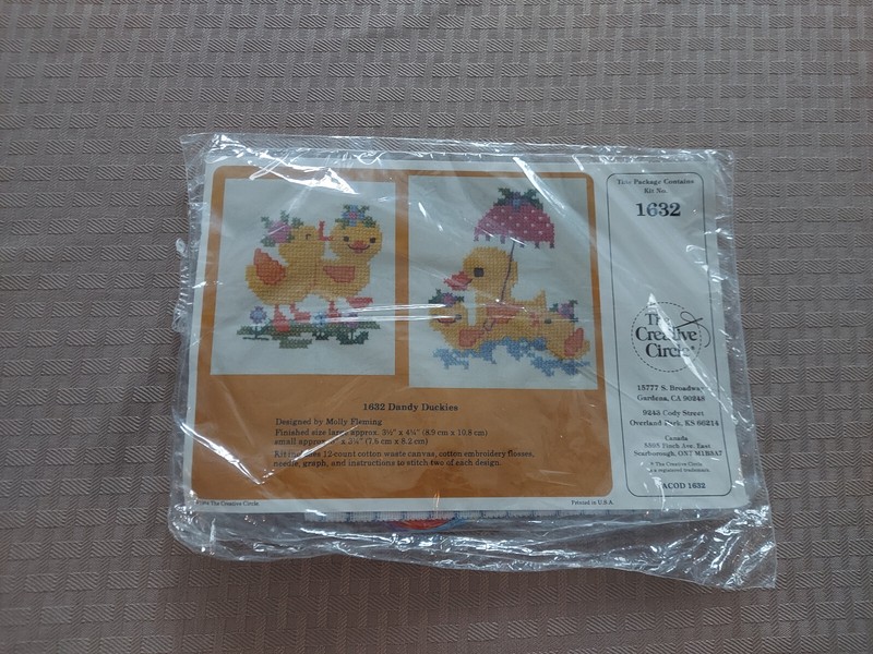 The Creative Circle "Dandy Duckies" Waste Canvas Embroidery Kit 3" x 4" SEALED
