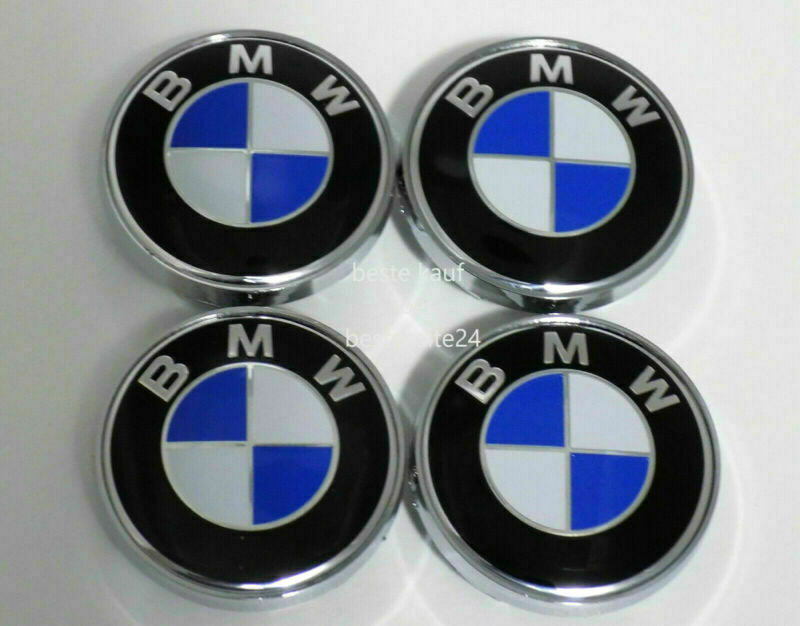 Per 4x 60mm BMW Coprimozzo Coprimozzo Ruota Blu/Bianco NUOVO/
