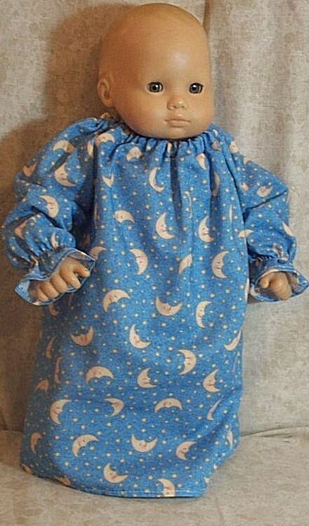Doll Clothes Baby Made 2 Fit Girl 15" Bitty Nightgown Moons Stars Blue