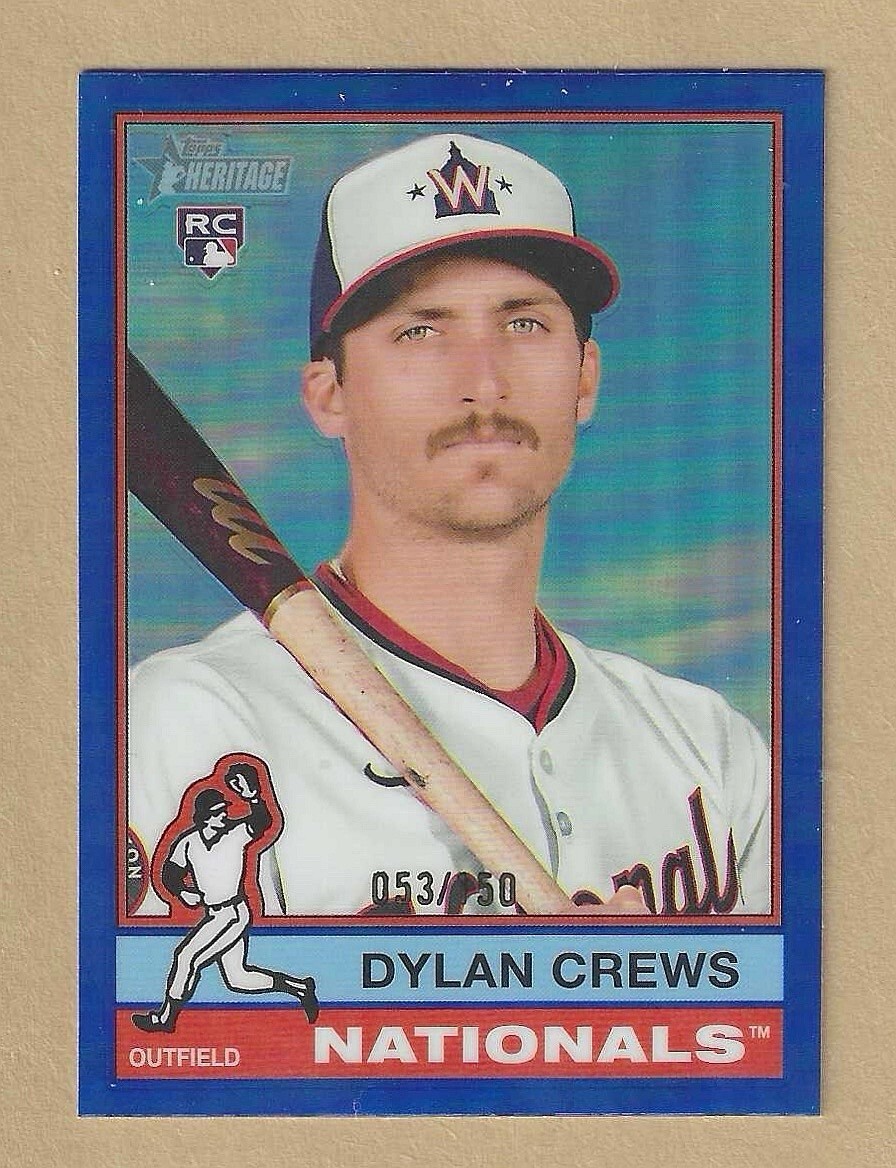 2025 Topps Heritage DYLAN CREWS #247 Blue Chrome Refractor 53/150 Nationals RC