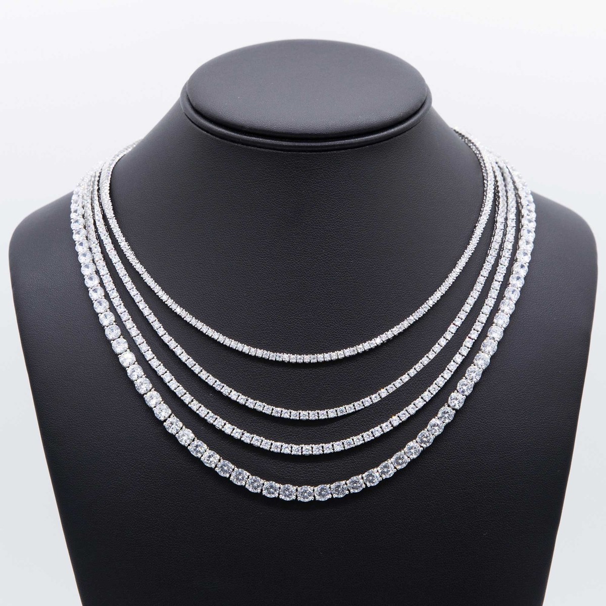Tennis Chain Necklace【Silver925】ほぼ未使用 Round-Cut Shiny Tennis Chain Necklace Sterling Silver 925 All