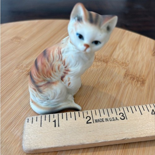 Statuina gattino gatto gattino arancione e marrone ceramica Enesco vintage alta 3" - Foto 7 di 8