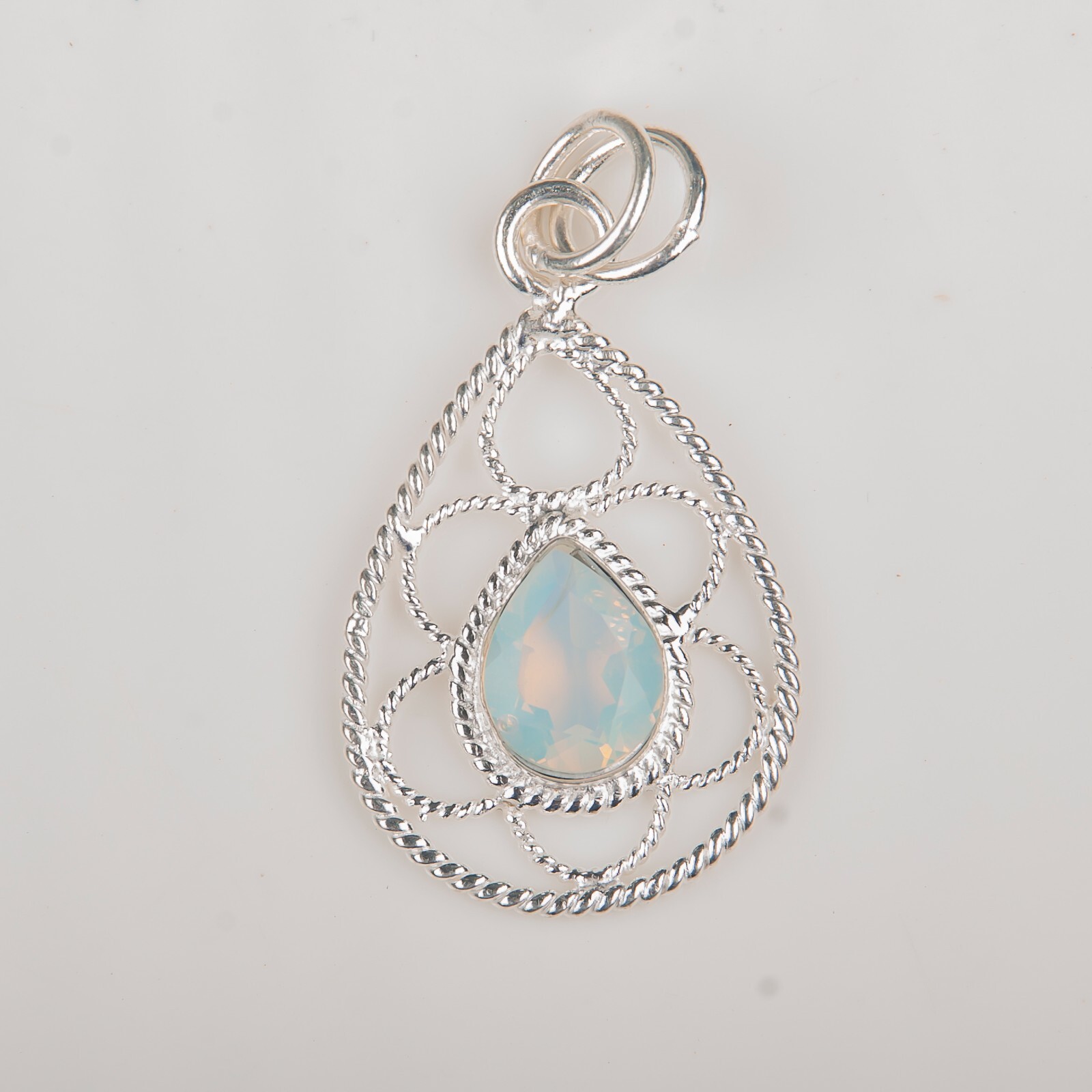 Natural Milky Opal Gemstone Pendant Party Wear White 925 Sterling Silver Jewelry