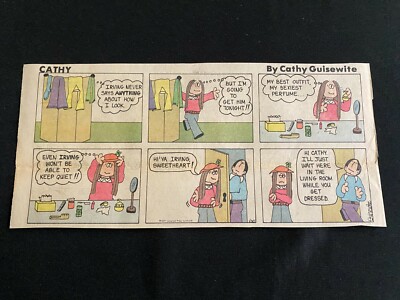 #01 CATHY by Cathy Guisewite Lot of 2 Sunday Third Page Comic Strips 1977