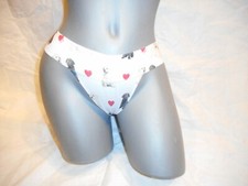 Pink By Victoria's Secret White MultiColor Thong/String Panty SIZE S/P
