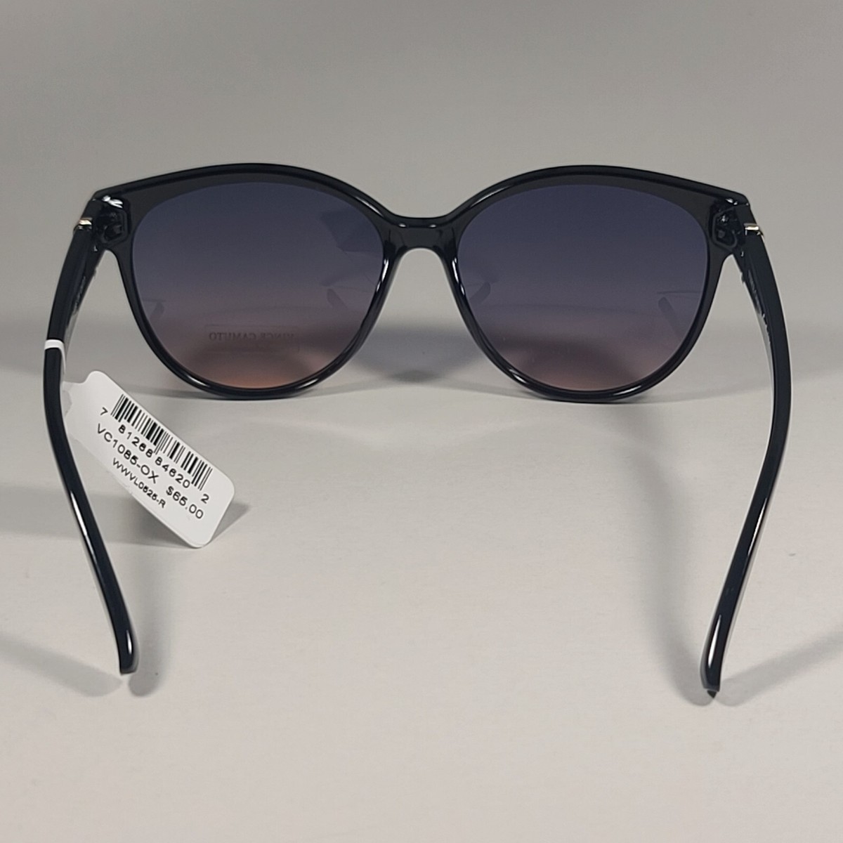 Vince Camuto Black Cat-Eye Sunglasses with Dark Gradient Lenses Vince Camuto Cat Eye Square Sunglasses Black Frame Smoke  main image 4