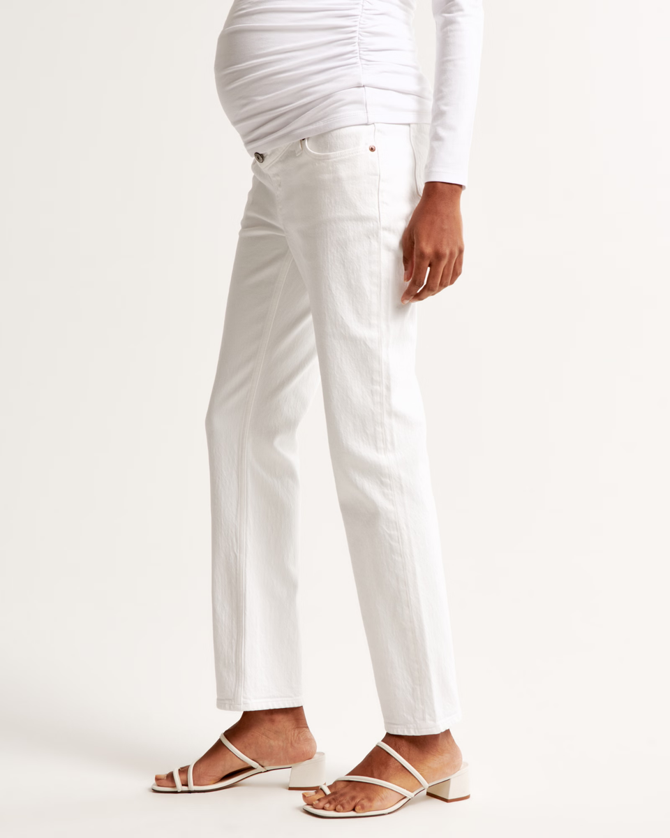 Isabel Maternity Women Skinny Jeans White Pants Side Panels Size New