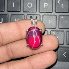 Certified 23 Ct+ Natural 6 Ray Star RUBY 925 Solid Silver Pendant Gemstone