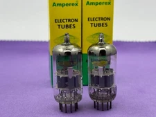 (2) Amperex 6DJ8 ECC88 6922 Gray Plates Hewlett Packard Halo Getters Amplitrex