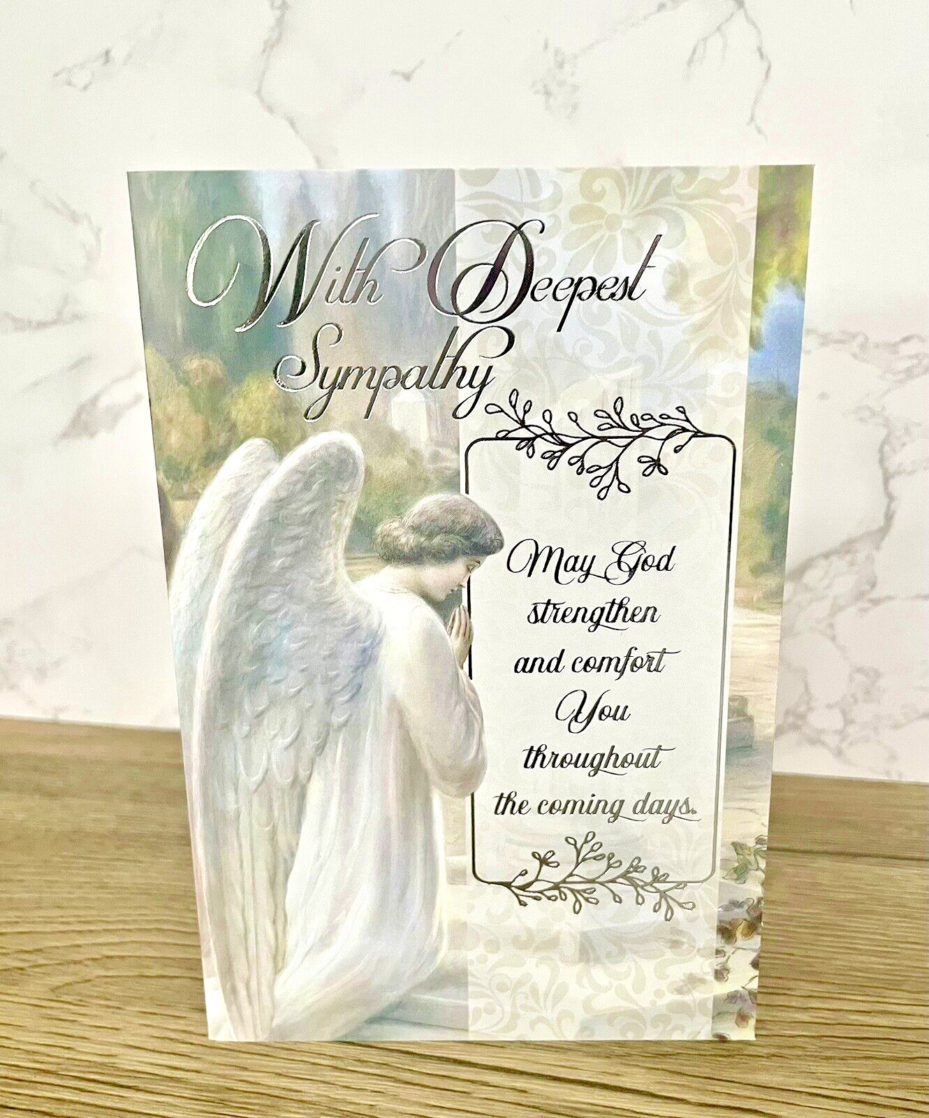 With Sympathy Card Bereavement Angel Condolence Religious / Catholic / Christian