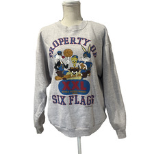 Vintage 1995 Looney Tunes Six Flags Sweatshirt Sz L Taz Tweetie Bird Bugs Bunny