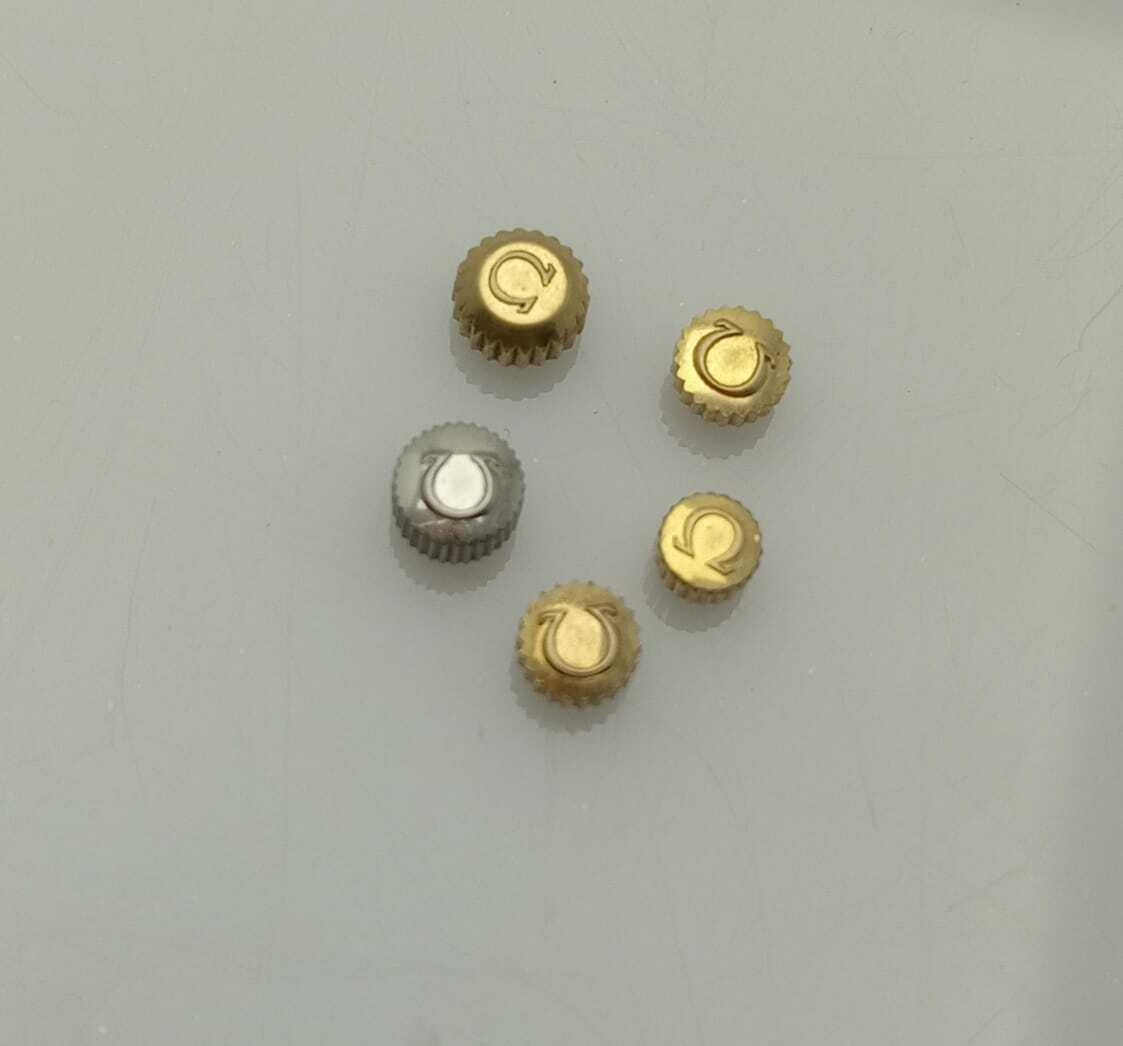 Lot 5 Omega Vintage Watch Gold/Silver Crowns For Parts