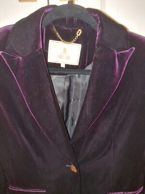 House Of Bruar Ladies Velvet Single Breasted Blazer Aubergine (Purple) Size  10 UK