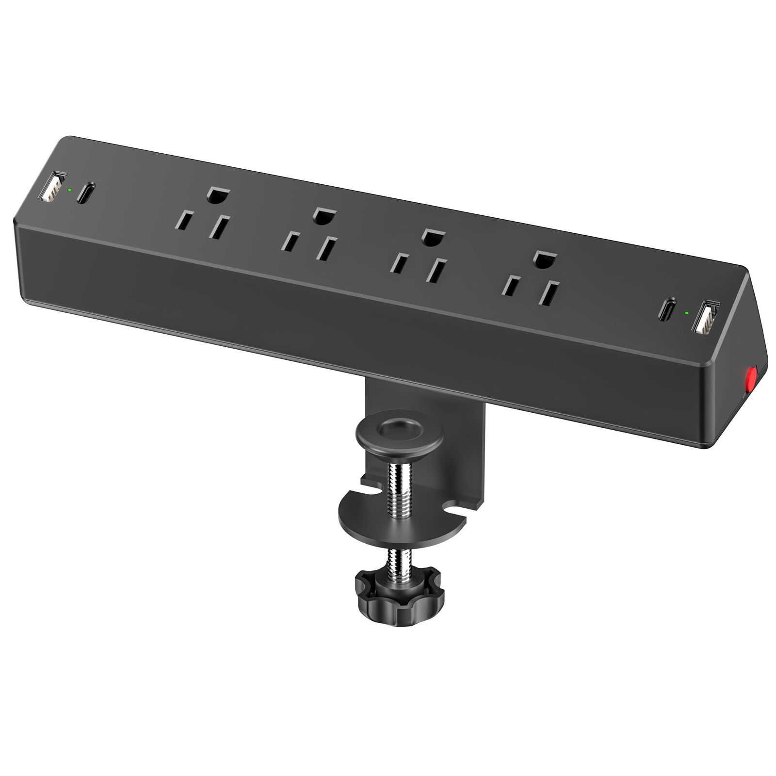 Desk Clamp Power Strip Desk Outlet Charging Station Surge Protector 4 AC Outl...
