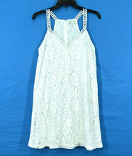 JUN & IVY White FLORAL LACE V-Neck BACK-ZIP Bridal Summer A-LINE SUNDRESS Sz S
