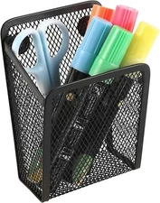 Magnetic Pencil Holder,Mesh Stainless Steel Pen 1 Basket, 1 Pack Black 