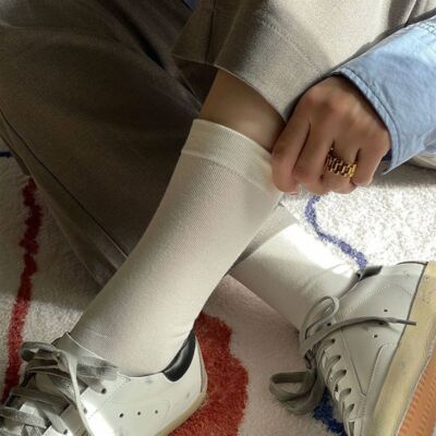 Solid color black and white socks women's winter warm comfortable socks