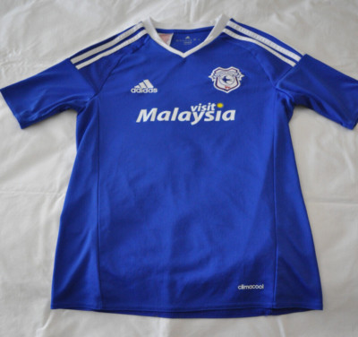 Cardiff City Football Shirt - Adidas Youth Large - Climacool - Blue