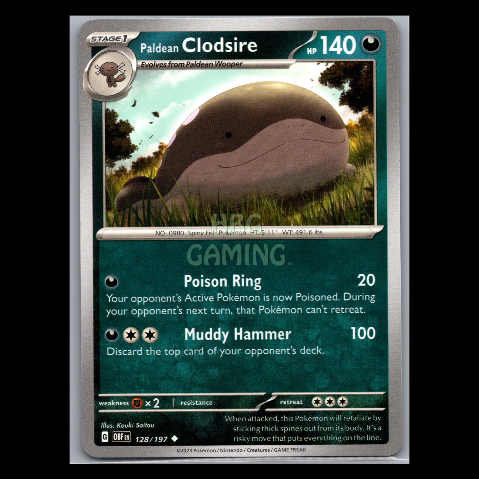 Obsidian Flames - Paldean Clodsire - 128/197 - Pokemon Card