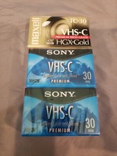 3 Pack VHS-C Sony Premium Grade Video Cassette Tapes SP 30 Minutes New Old Stock