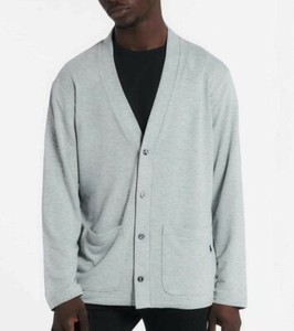 gray button up sweater