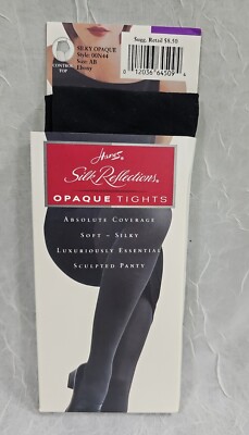 Hanes Silk Reflections Opaque Tights Control Top Ebony AB Absolute Coverage VTG