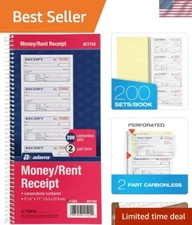 Spiral Bound Carbonless Money and Rent Receipt Book - 2 Sets for Easy Tracking