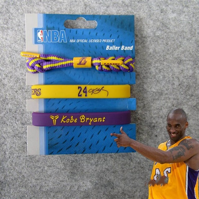 🏀SET Lakers kobe bryant 24 baller bands X3 bracelet silicone Wristband